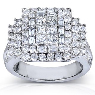 Annello 14k White Gold 2.5ct TDW Mixed Cut Diamond Pave Ring (H I, I1 I2) Annello Diamond Rings