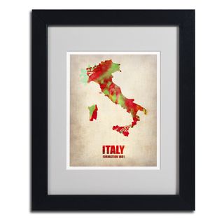 Naxart 'Italy Watercolor Map' Framed Matted Art Trademark Fine Art Canvas