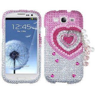 MYBAT Pink Heart Chain Premium 3D Diamante Protector Cover ( with Package ) for SAMSUNG Galaxy S III (i747/L710/T999/i535/R530) Cell Phones & Accessories