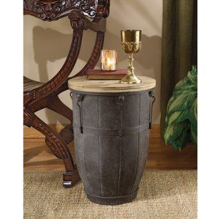 Medieval Metal Barrel Gothic Side Table   End Tables