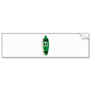 Green Cartoon Crayon Bumper Stickers
