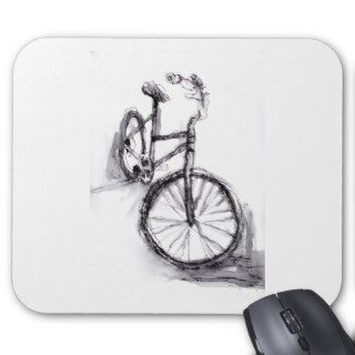 Black and White Drawing Of Bike Mousepads