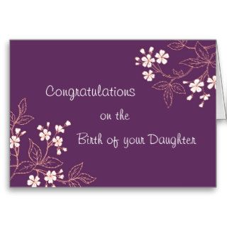 Purple Floral Congratulations New Baby Girl Greeting Card