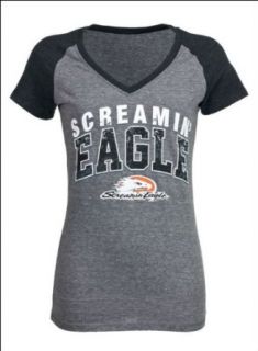 Harley Davidson Women's Screamin' Eagle Gravel Raglan V Neck T Shirt. HARLLT0144 Clothing