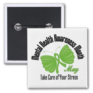 Butterfly Ribbon Mental Health Awareness Month Pinback Buttons