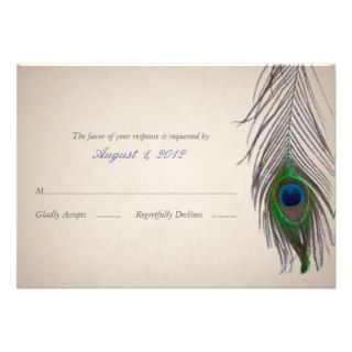 Vintage Peacock Wedding Response Card Personalized Invites