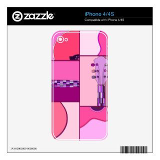 Geometric Pink & Purple Pop Art Acoustic Guitar Decal For iPhone 4S