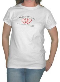 "Mother of Twins" Mom T Shirt   White (Small) Clothing