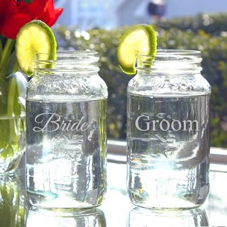 Bride and Groom 26 oz Mason Jars (Set of 2) Tumblers