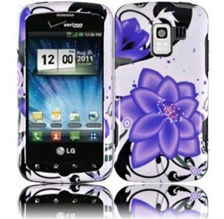 Hard Violet Lily Case Cover Faceplate Protector for LG Optimus Q Straight Talk / Net10 with Free Gift Reliable Accessory Pen Cell Phones & Accessories