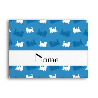 Personalized name misty blue train pattern envelope
