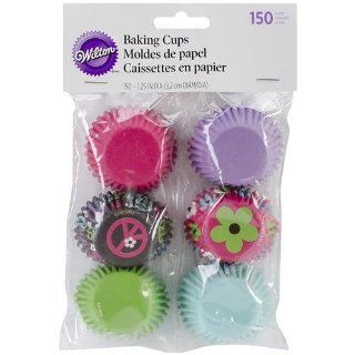 Wilton 415 8117 150 Pack Mini Baking Cups, Peace Flower Kitchen & Dining