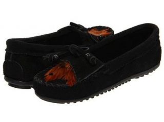 Women's Minnetonka Feather Kilty Moccasins, #460   Black Shoes