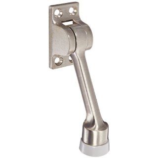 Rockwood 461.15 Brass Kick Down Door Stop, #8 X 3/4" OH SMS Fastener, 3 5/8" Projection, 2 1/4" Base Width x 1 1/4" Base Length, Satin Nickel Plated Clear Coated Finish