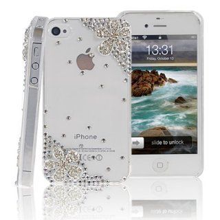 niceEshop(TM) Crystal 3D Five leaf Flower Bling Case Cover for Apple iPhone4/4S +Screen Protector Cell Phones & Accessories