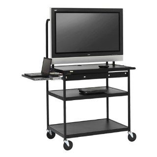 Extra Wide Flat Panel Multimedia Cart w/ Laptop Shelf  Audio Video Equipment Carts 
