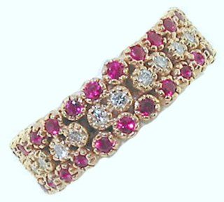 Item WB 447RD 2.15 Carat Diamond And Ruby Flexible Band 14K Yellow Gold VS1 Clarity, GH Color Rings Jewelry