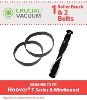 Hoover WindTunnel Replacement Vacuum Roll Brush Roller & 2 Pack Stretch Belt Kit Designed To Fit Hoover UH70120 Windtunnel T Series Vacuum Cleaners; Compare To Hoover Roller Part # 303202001 & Belt Part # 38528058, 40201160, 562932001, AH20080; Des