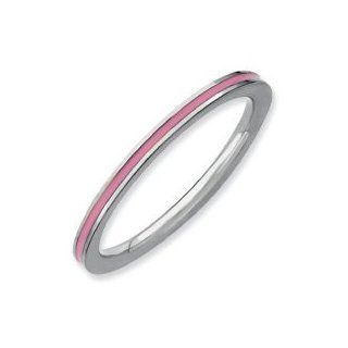 Just Happy Silver Stackable Pink Enamel Ring Band. Sizes 5 10 Jewelry