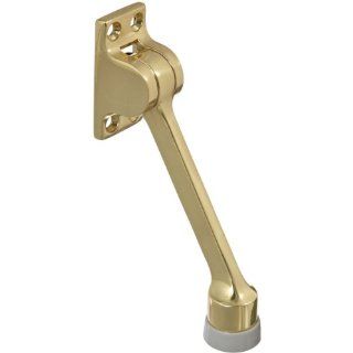 Rockwood 461L.3 Brass Kick Down Door Stop, #8 X 3/4" OH SMS Fastener, 4 5/8" Projection, 2 1/4" Base Width x 1 1/4" Base Length, Polished Clear Coated Finish