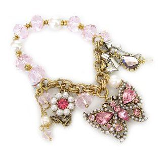 Betsey Johnson Iconic Hearts & Bows Butterfly Half Stretch 6 1/2" Bracelet Jewelry