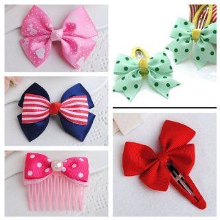 5 Different Styles in One Package Girl's Hair Clips Comb Bows, 5 Pairs (10 Pieces in Total)  Beauty