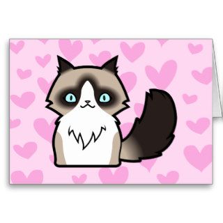Cartoon Cat (seal bicolor long hair) Greeting Card