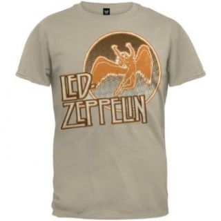 Led Zeppelin   Mens Circle 77 Flocked T Shirt X large Tan Music Fan T Shirts Clothing