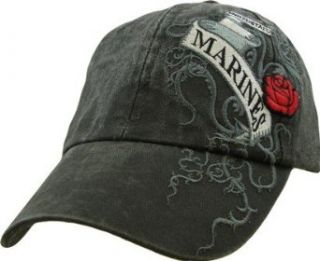 U.S.Marines Rose Ladies Flames Embroidered Hat   Adjustable Buckle Closure Cap Novelty Baseball Caps Clothing