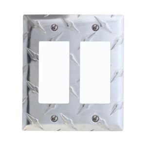 Amerelle Garage Diamond Cut 2 Decorator Wall Plate   Chrome 955RR