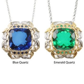 Michael Valitutti Two tone Quartz Doublet and Blue Sapphire or Emerald Pendant Michael Valitutti Gemstone Necklaces