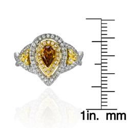 14k White Gold 3/4ct TDW Orange and White Diamond Ring (G, SI2) Diamond Rings