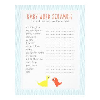 Rawr Dino Baby Shower Word Scramble Game Full Color Flyer
