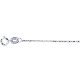 14K 16" White Gold 0.8mm Polish Diamond Cut Lumina Pendant Chain With Spring Ring Clasp Pendant Necklaces Jewelry