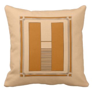 Straight lines art deco with monogram, letter H Pillow