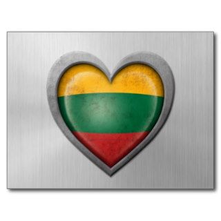 Lithuanian Heart Flag Stainless Steel Effect Postcard
