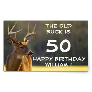 Hunting Buck Animal Birthday Party Funny Rectangular Stickers