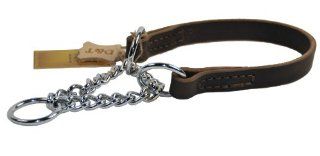 Dean and Tyler "LEATHER MARTINGALE", Dog Choke Collar with Chrome Plated Steel Chain   Brown   Size 20 Inch by 3/4 Inch   Fits Neck 18 Inch to 20 Inch  Pet Choke Collars 