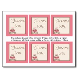 Pink/Brown Wedding Cake Favor Tags Postcard