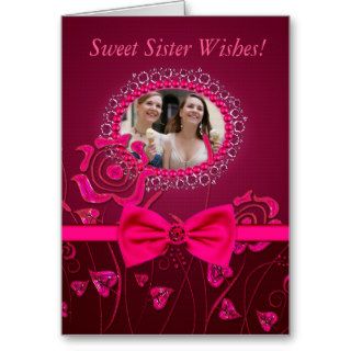 Sister pink floral birthday card