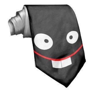 funny cartoon monster happy smile face custom ties