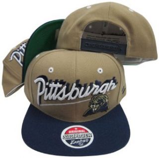 Pittsburgh Panthers Khaki/Navy Shadow Script Two Tone Plastic Snapback Adjustable Plastic Snap Back Hat / Cap Clothing