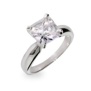 Princess Cut Solitaire CZ Sterling Silver Ring Eve's Addiction Jewelry