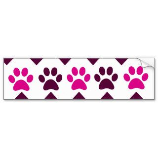 Chevron Pink Teal Puppy Paw Prints Dog Lover Gifts Bumper Sticker