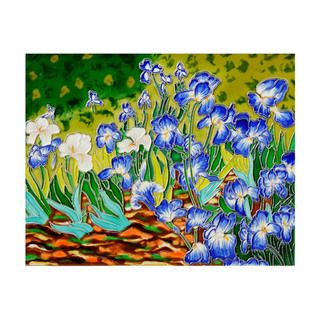 Hand carved Van Gogh 'Irises' Trivet/Wall Accent Tile Decorative Tiles