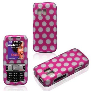 2D Dots on Pink Samsung Straight Talk R451c, TracFone SCH R451c, Messenger R450 Cricket, MetroPCS Case Cover Hard Snap on Rubberized Touch Phone Cover Case Faceplates Cell Phones & Accessories