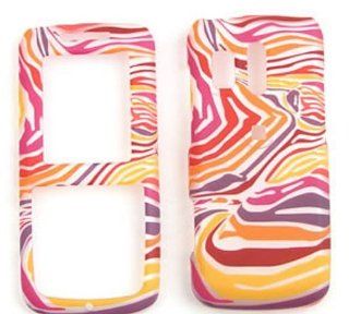 Samsung Messenger R450/R451 (Straight talk) Red/Orange/Purple Zebra Print Hard Case, Cover, Faceplate, SnapOn, Protector Cell Phones & Accessories