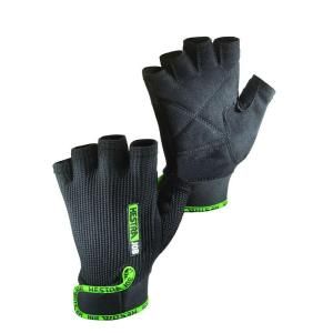 Hestra JOB Holm Size 9 Large Half Finger Padded Palm Breathable Mesh Fabric And VELCRO brand Cuff Glove in Black 15227 09