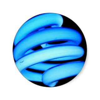 Twisted Light Bulb in Neon Blue Round Sticker