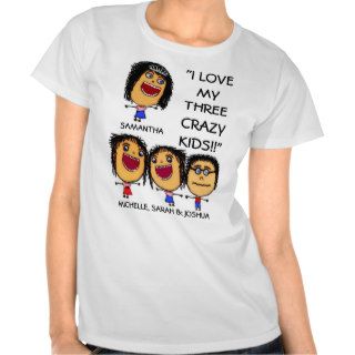 Mom Loves Her Three Crazy Kids Cartoon T shirts